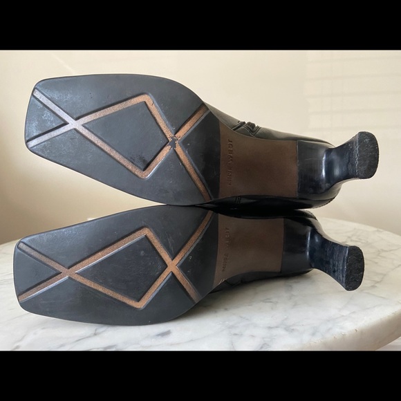 Size 8.5 Black Leather Square Toe Nine West Boots - Picture 9 of 14